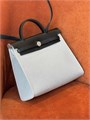 HERMES Herbag сумка 31 см серый текстиль черная кожа серебро СК-01527