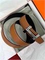 HERMES ремень двухсторонний кожа эпсом черно-коричневый РМ-00679