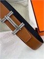 HERMES ремень двухсторонний кожа эпсом черно-коричневый РМ-00679