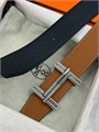 HERMES ремень двухсторонний кожа эпсом черно-коричневый РМ-00679