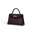 HERMES сумка MINI KELLY 19 см кожа Шевре бордовая золото СК-00767