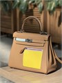 HERMES сумка Kelly 25 см бежевая кожа свифт серебро СК-00616