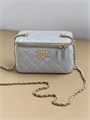 CHANEL сумка Vanity гладкая кожа серая большой логотип золото СК-01265