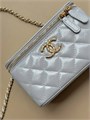 CHANEL сумка Vanity гладкая кожа серая большой логотип золото СК-01265