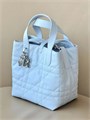 DIOR сумка Toujours гладкая кожа в клетку голубая серебро СК-01523