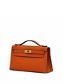 HERMES клатч POCHETTE 22 см оранжевая кожа свифт золото СК-00395