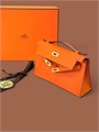 HERMES клатч POCHETTE 22 см оранжевая кожа свифт золото СК-00395