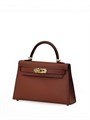 HERMES сумка MINI KELLY 19 см кожа Шевре рыжая золото СК-00771