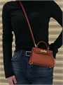 HERMES сумка MINI KELLY 19 см кожа Шевре рыжая золото СК-00771