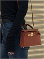 HERMES сумка MINI KELLY 19 см кожа Шевре рыжая золото СК-00771