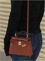 HERMES сумка MINI KELLY 19 см кожа Шевре рыжая золото СК-00771