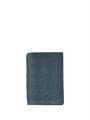 BV визитница книжка крупное плетение кожа ягненка синяя ВЗ-01606