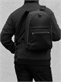MONTBLANC рюкзак из черной гладкой кожи с глубокой молнией и наружным карманом на молнии РК-0428
