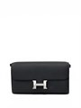 HERMES сумка клатч Constance черная кожа эпсом серебро СК-00936