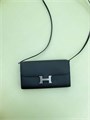 HERMES сумка клатч Constance черная кожа эпсом серебро СК-00936