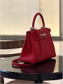 HERMES сумка Kelly 28 см кожа Того красная серебро СК-00776