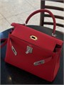 HERMES сумка Kelly 28 см кожа Того красная серебро СК-00776