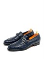 HERMES лоферы крокодил синие ОК-0022