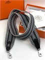 HERMES ремень для сумки текстиль черный белая строчка фурнитура серебро РМ-9378