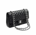 CHANEL сумка 2.55 гладкая кожа в клетку 25 см черная серебро СК-9151