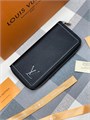LV кошелек кожа того вертикальный серая строчка черный КЛ-0574