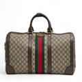 GUCCI дорожная сумка бежевая канва монограмма с отделкой из коричневой кожи ДС-1882