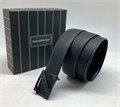 Ermenegildo Zegna ремень двухсторонний кожаный черный того с белой строчкой и глянец черная глянцевая пряжка Z РМ-1708