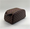 LV несессер 2 молнии с ручкой коричневая шашка НС-0548