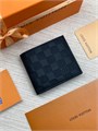LV портмоне кожа шашка с монетницей черное ПМ-0696