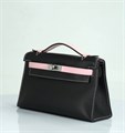 HERMES клатч POCHETTE 22 см черно-розовая кожа свифт СК-00391