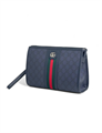 GUCCI борсетка синяя монограмма канва с зелено-красной полосой по центру НС-1497