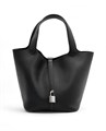 HERMES Picotin сумка 22 см черная кожа серебро СК-00338
