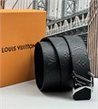 LV ремень черный кожа с тиснением монограммы пряжка LV серебро РМ-1936