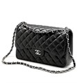 CHANEL сумка 2.55 гладкая кожа в клетку 30 см черная серебро СК-9436
