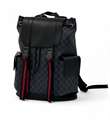 GUCCI рюкзак синяя канва с кожаным клапаном и боковыми карманами РК-1090