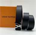 LV ремень гладкая кожа черно-коричневый пряжка LV серебро РМ-1147