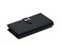 HERMES кошелек кожа Того с хлястиком черный фурнитура H серебро КЛ-00523