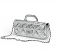 CHANEL сумка гладкая кожа серебро лак СК-00540