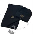 CHANEL набор шапка-шарф черная шерсть ШП-00562