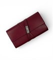 HERMES клатч бордовый кожа бокс с хлястиками серебро СК-00608