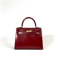 HERMES Kelly 25 см сумка красная гладкая кожа золото СК-00693