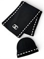 CHANEL комплект шапка и шарф вязаный кашемир черный ШП-00674