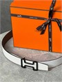 HERMES ремень двусторонний бело-коричневый съемная пряжка РМ-2298