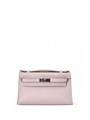 HERMES клатч POCHETTE 22 см светло-розовая кожа свифт серебро СК-01444