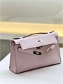 HERMES клатч POCHETTE 22 см светло-розовая кожа свифт серебро СК-01444