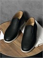 LORO PIANA лоферы высокие кожа черные на белой подошве ОК-2083
