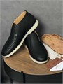 LORO PIANA лоферы высокие кожа черные на белой подошве ОК-2083