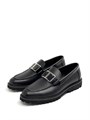 TODS Лоферы черные с пряжкой на перемычке на толстой подошве ОК-0814