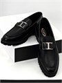 TODS Лоферы черные с пряжкой на перемычке на толстой подошве ОК-0814