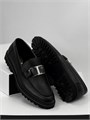 TODS Лоферы черные с пряжкой на перемычке на толстой подошве ОК-0814